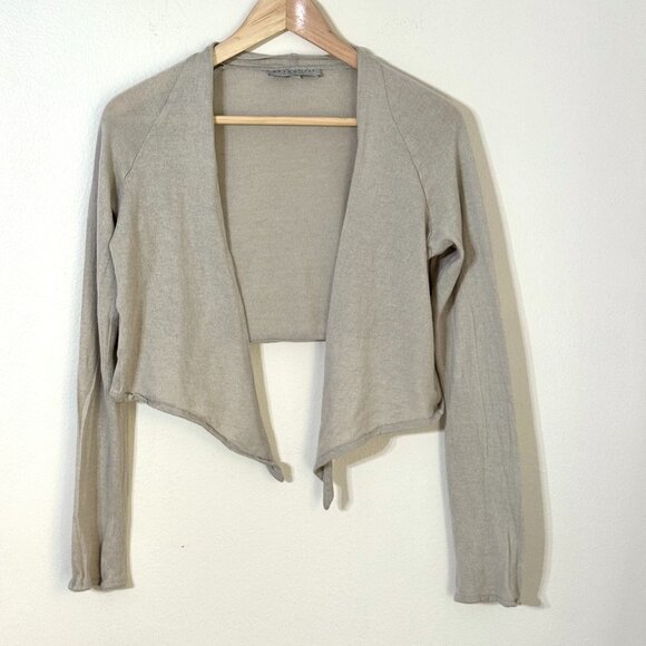 Bryn Walker Cashmere Shrug Cardigan Sweater Tie Front Waterfall Balletcore - Picture 2 of 10